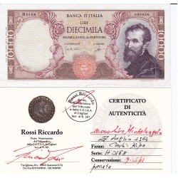 10000 LIRE MICHELANGELO  27 LUGLIO 1964 PERIZIATA